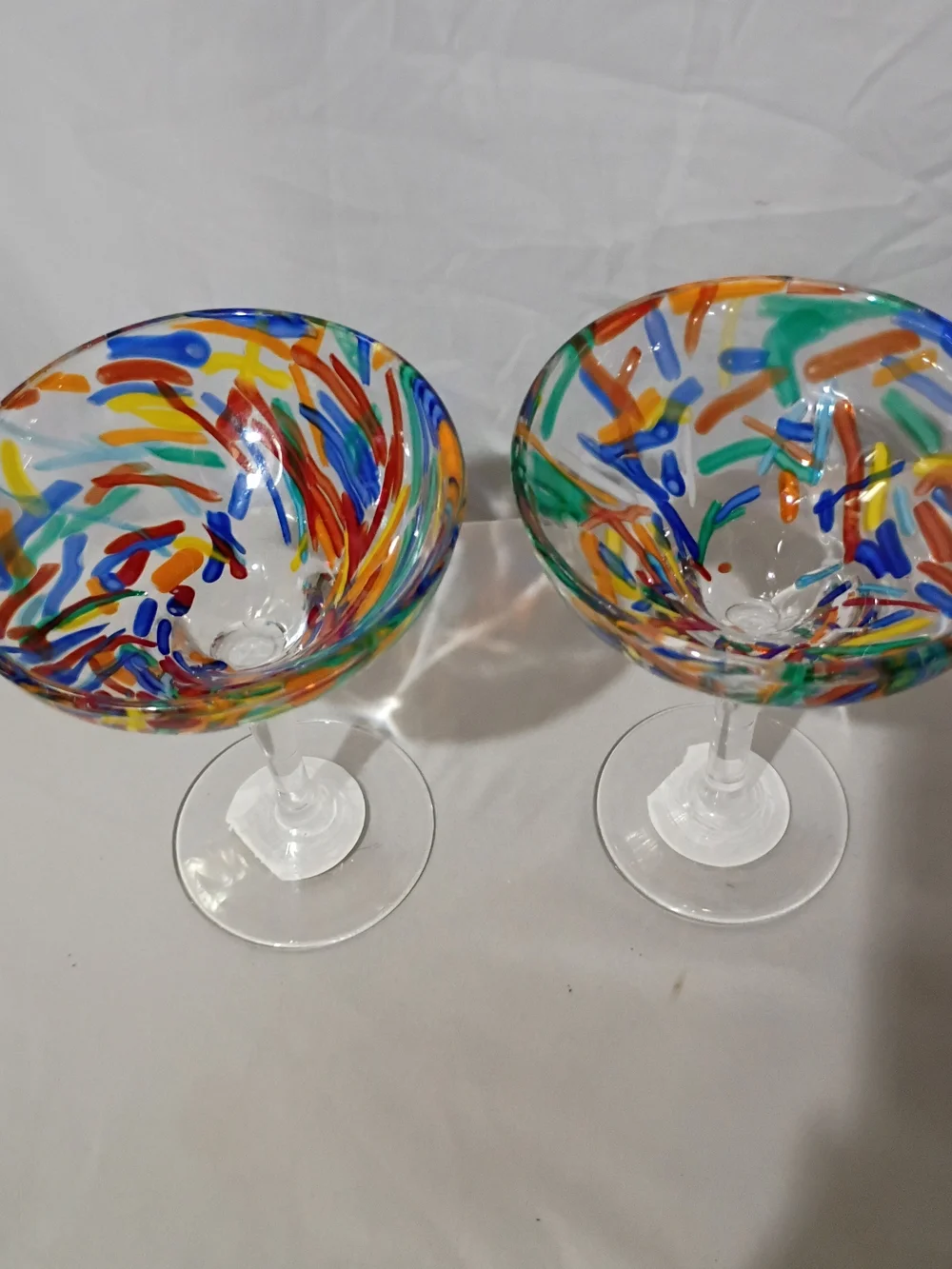Pier 1 Colorful Confetti Swirl Margarita Glasses